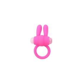 Anneau vibrant silicone rose avec oreilles de lapin 
